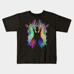 Colorful Rainbow Ocean Seahorse Design Kids T-Shirt